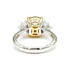 2.85CT DIAMOND & AAA EMERALD 18KT TWO TONE GOLD CUSHION 3 STONE ENGAGEMENT RING