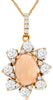 .97CT DIAMOND & AAA OPAL 14K ROSE GOLD OVAL & ROUND FLOWER LOVE FLOATING PENDANT