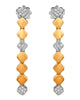 ESTATE .26CT DIAMOND 18KT TWO TONE GOLD 3D CLUSTER GEOMETRICAL HANGING EARRINGS