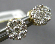.50CT DIAMOND 14KT YELLOW GOLD CLUSTER INVISIBLE FLOWER SCREWBACK STUD EARRINGS