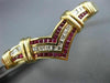 ANTIQUE 2.20CT DIAMOND & AAA RUBY 14KT YELLOW GOLD V SHAPE BANGLE BRACELET #713