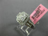 ESTATE 1.04CT ROUND & BAGUETTE DIAMOND 18KT WHITE GOLD CLUSTER SQUARE HALO RING