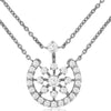.50CT DIAMOND 14KT WHITE GOLD FLOWER LUCKY HORSESHOE DOUBLE CHAIN FUN NECKLACE