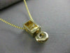 ESTATE ROUND DIAMOND SOLITAIRE 14K YELLOW GOLD HANGING BEZEL PENDANT CHAIN #1496