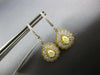 LARGE 2.4CT WHITE & CANARY DIAMOND 18KT TWO TONE GOLD TEAR DROP HANGING EARRINGS