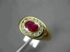 ESTATE 1.20CT DIAMOND & AAA RUBY 14K YELLOW GOLD 3D OVAL BEZEL CLASSIC MENS RING