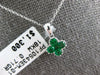 SMALL .36CT AAA EMERALD 18KT WHITE GOLD 3D INVISIBLE ROUND FLOWER LOVE PENDANT
