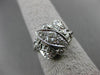ANTIQUE WIDE .75CT OLD MINE DIAMOND 14KT WHITE GOLD FLORAL MILGRAIN RING #21956