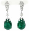EXTRA LARGE 19.15CT DIAMOND & AAA EMERALD 18K WHITE GOLD 3D FUN HANGING EARRINGS