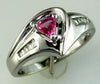 ESTATE .60CT DIAMOND & AAA PINK SAPPHIRE 14K WHITE GOLD TRILLION & BAGUETTE RING