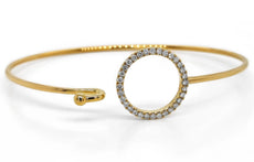.32CT DIAMOND 18KT YELLOW GOLD 3D CIRCLE OF LIFE LOVE KNOT CUFF BANGLE BRACELET