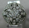 ESTATE LARGE .99CT DIAMOND 14K BLACK GOLD FILIGREE MILGRAIN CIRCULAR FLOWER RING