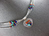 LARGE & LONG AAA MULTI GEM 925 SILVER FILIGREE HEART BY THE YARD NECKLACE #28012