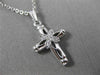 ANTIQUE SMALL .04CT DIAMOND 14KT WHITE GOLD CLASSIC FLORAL CROSS PENDANT #20808
