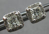 ESTATE 1.10CT DIAMOND 14KT WHITE GOLD PRINCESS & ROUND SQUARE HALO STUD EARRINGS