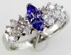 1.0CT DIAMOND & AAA TANZANITE 14KT WHITE GOLD MARQUISE & ROUND FRIENDSHIP RING