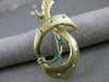 LARGE ANTIQUE OLD MINE DIAMOND EMERALD BOW 18KT W YELLOW GOLD PIN BROOCH #20404