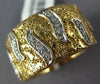 LARGE .31CT DIAMOND 14KT YELLOW GOLD MULTI LEAF HAMMERED LOOK ANNIVERSARY RING
