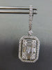 LARGE 3.17CT DIAMOND 18KT WHITE GOLD ROUND & BAGUETTE INVISIBLE HANGING EARRINGS