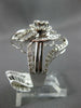 LARGE .77CT DIAMOND 14KT WHITE GOLD ROUND & BAGUETTE FLOWER LEAF ENGAGEMENT RING