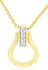 .03CT DIAMOND 14K YELLOW GOLD ROUND 5 STONE TEAR DROP HORSESHOE FLOATING PENDANT