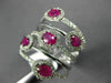 ESTATE LARGE 1.65CT DIAMOND & AAA RUBY 14K WHITE GOLD MULTI ROW ANNIVERSARY RING