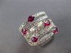 EXTRA LARGE 2.66CT DIAMOND & AAA RUBY 14K WHITE GOLD OVAL & ROUND MULTI ROW RING