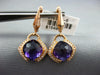 4.18CT DIAMOND & AAA AMETHYST 14KT ROSE GOLD CUSHION SEMI BEZEL HANGING EARRINGS