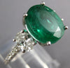 LARGE 5.07CT DIAMOND & AAA EMERALD 14K WHITE 3D GOLD OVAL ENGAGEMENT RING #27151