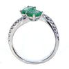 WIDE 1.61CT DIAMOND & AAA EMERALD 18KT WHITE GOLD OVAL & ROUND 2 STONE LOVE RING
