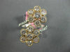 ESTATE LARGE 2.57CT WHITE & PINK DIAMOND 18KT WHITE & ROSE GOLD 3D FLOWER RING