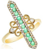 .51CT DIAMOND & AAA EMERALD 14KT YELLOW GOLD FILIGREE ELONGATED BAR HEXAGON RING