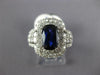 ESTATE LARGE 4.03CT DIAMOND & AAA SAPPHIRE 18KT WHITE GOLD 3D ENGAGEMENT RING