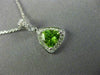 ESTATE .90CT DIAMOND & AAA PERIDOT 14K WHITE GOLD TRILLION HALO FLOATING PENDANT