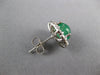 3.67CT DIAMOND & AAA CABOCHON EMERALD 14KT WHITE GOLD OVAL STUD EARRINGS #27152