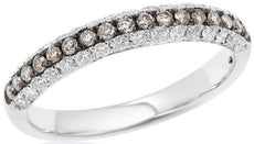 .56CT WHITE & MOCHA DIAMOND 14KT WHITE GOLD 3 ROW SEMI ETERNITY ANNIVERSARY RING