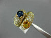 ESTATE LARGE 5.05CT DIAMOND AAA BLUE & YELLOW SAPPHIRE 18KT YELLOW GOLD 3D RING