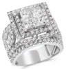 LARGE 4.39CT DIAMOND 14KT WHITE GOLD 3D PRINCESS CUT SQUARE HALO ENGAGEMENT RING