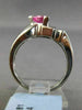 ESTATE .95CT DIAMOND & AAA PINK SAPPHIRE 14K WHITE GOLD TRILLION ENGAGEMENT RING