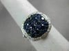 ESTATE LARGE DIAMOND & AAA SAPPHIRE 14KT WHITE GOLD 3D CLASSIC CLUSTER HALO RING