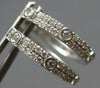ESTATE .32CT DIAMOND 14KT WHITE GOLD 3D 2 ROW BEZEL HUGGIE HOOP HANGING EARRINGS