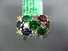 WIDE 2.91CT DIAMOND & AAA RUBY & SAPPHIRE & EMERALD 18KT YELLOW GOLD 3D FUN RING