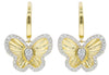 ESTATE .39CT DIAMOND 14KT YELLOW GOLD 3D CLASSIC BUTTERFLY LOVE HANGING EARRINGS