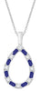 .94CT DIAMOND & AAA SAPPHIRE 14KT WHITE GOLD ROUND & BAGUETTE TEAR DROP PENDANT