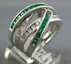 LARGE 2.01CT DIAMOND & AAA EMERALD 14K WHITE GOLD CRISS CROSS INFINITY LOVE RING