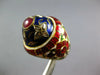 1.21CT ROSE CUT DIAMOND & AAA RUBY & ENAMEL 22KT YELLOW GOLD 3D HANDCRAFTED RING
