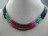 LONG 40CT MULTI COLOR SAPPHIRE RUBY & EMERALD MULTI STRAND OMBRE NECKLACE #27654