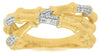ESTATE WIDE .20CT DIAMOND 14K YELLOW GOLD 3D CRISS CROSS CLASSIC BAMBOO FUN RING