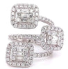 EXTRA LARGE 2.36CT DIAMOND 18K WHITE GOLD ROUND & BAGUETTE CRISS CROSS HALO RING