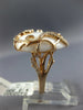 LARGE .36CT DIAMOND & AAA WHITE AGATE 14K ROSE GOLD 3D HEART SHAPE FILIGREE RING